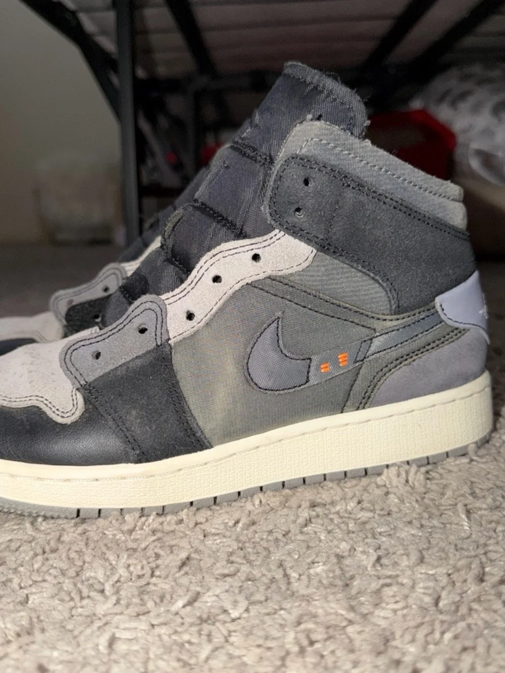 Nike Kids High-Top Sneakers in Gray and Cream